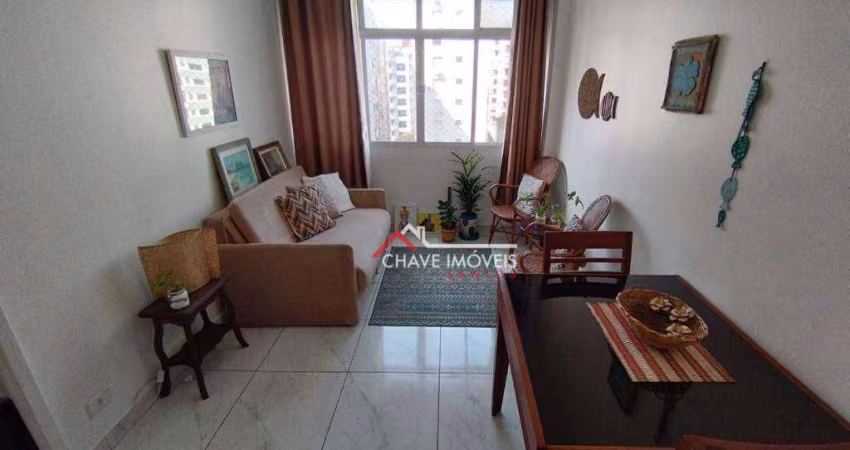 Apartamento com 1 dormitório para alugar, 46 m² por R$ 2.600,02/mês - Embaré - Santos/SP