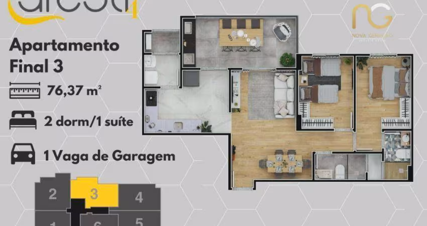 Apartamento com 2 dormitórios à venda, 76 m² por R$ 403.900,00 - Mirim - Praia Grande/SP