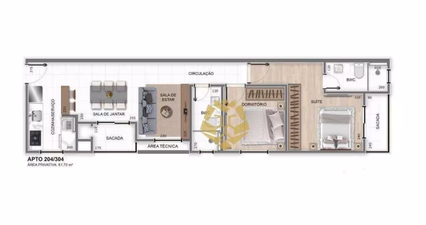 Apartamento com 2 dormitórios à venda, 71 m² por R$ 390.000 - Centro - Pinhais/PR