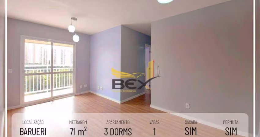 Apartamento com 3 dormitórios sendo 1 suíte 1 vaga 71 m² em Barueri SP