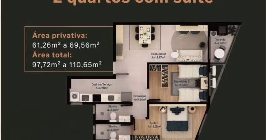 Apartamento 2 dormitórios para Venda em Florianópolis, Cachoeira do Bom Jesus, 2 dormitórios, 1 suíte, 2 banheiros, 1 vaga