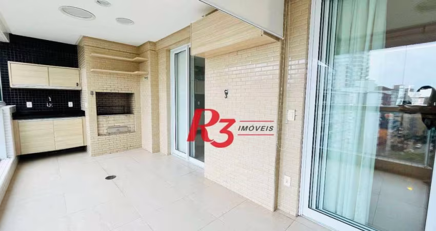 Apartamento com 3 dormitórios com varanda gourmet  para alugar, 177 m² por R$ 10.000/mês - Pompéia - Santos/SP
