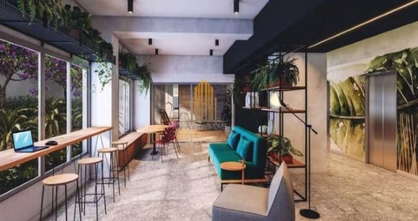 Condomínio Helbot B.Liv no Brooklin, Apartamento de 40m² com 2 dormitórios, varanda, sem vaga.