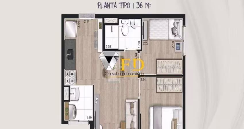 Venda | Apartamento com 36 m², 2 dormitório(s). Cambuci, São Paulo