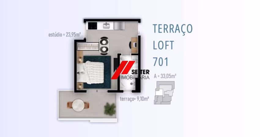 Studio de cobertura com terraço à venda na Trindade