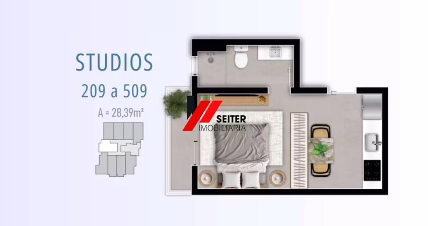 Studio de 28m² no Coração da Trindade