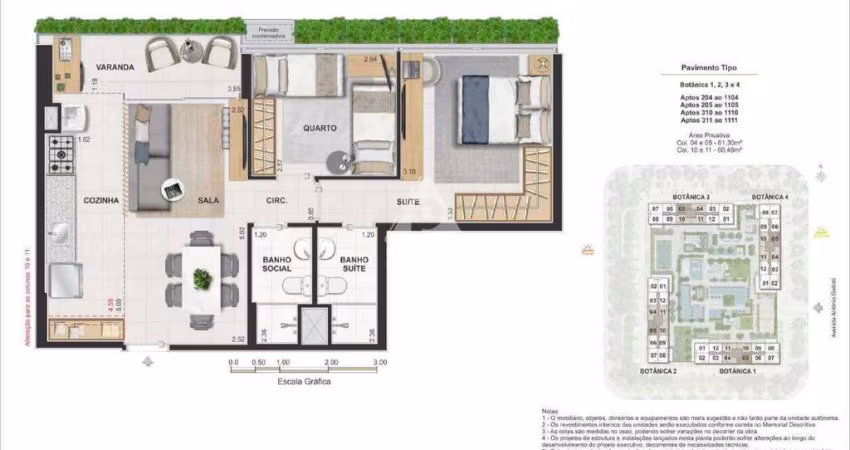 2 Quartos ( 1 suíte ) com varanda , imóvel na planta