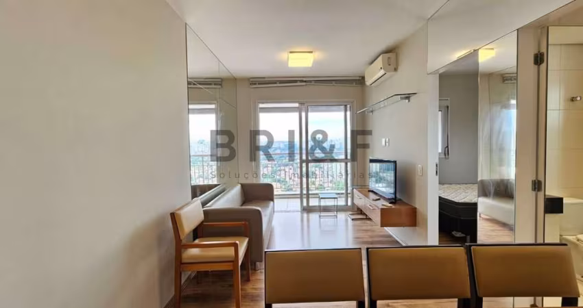 Apartamento para locação/venda 44m², 1 quarto, varanda, 1 vaga. Brooklin, SP.