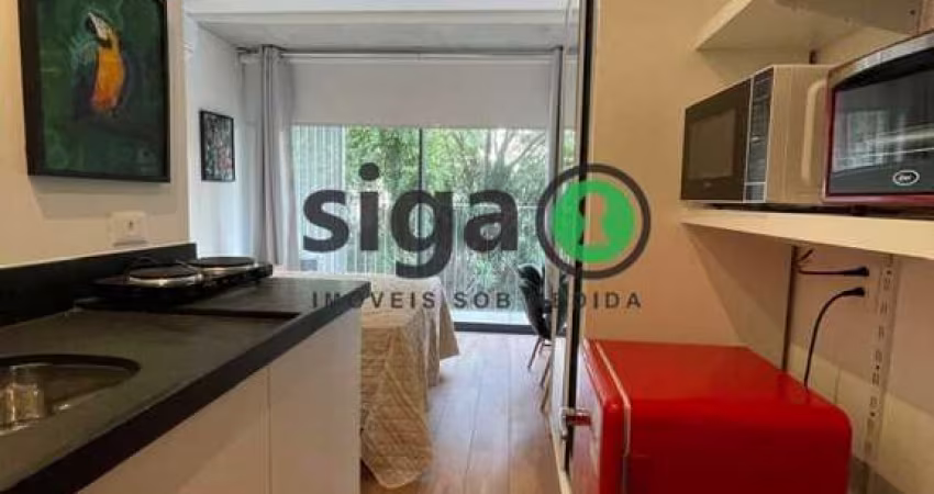 Studio para locação MOBILIADO com 28m², 1 quarto, 1 vaga livre e grande na Vila Madalena
