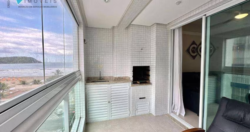 Apartamento 2 dormitórios mobiliado em prédio frente mar, para alugar em Praia Grande/SP.