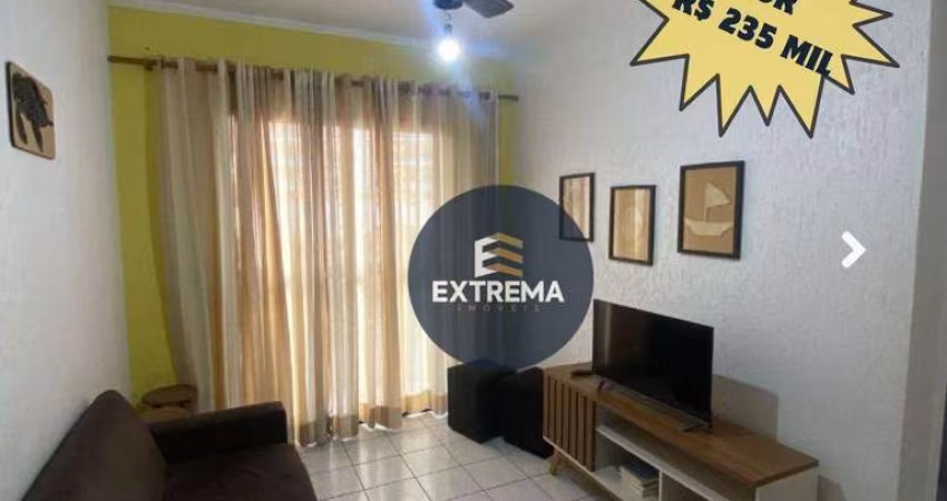 Apartamento de 1 dormitório a venda em Praia Grande com 2 sacadas