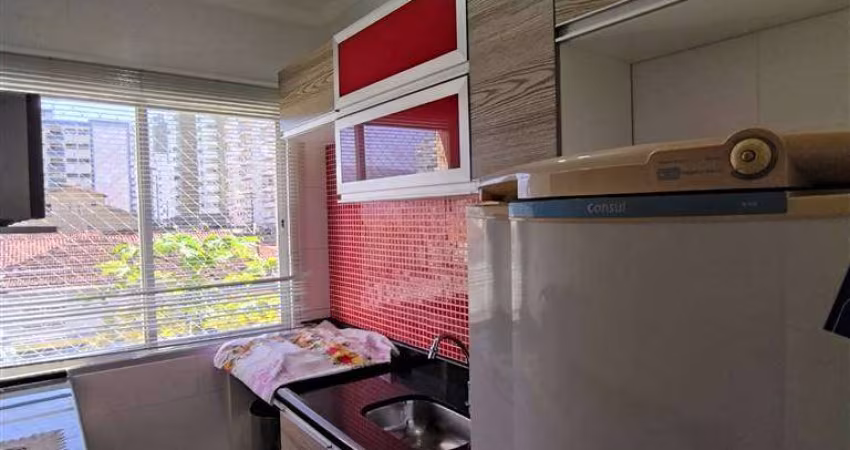 Apto com Vista lateral Mar de 1 dormitorio, sala, cozinha e 1 banheiro reformados, 1 vaga, Mobiliado, Mirim - Praia Grande