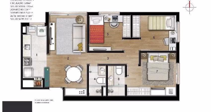 Apartamento para Venda - 65.41m², 3 dormitórios, sendo 1 suites, 1 vaga - Petróp