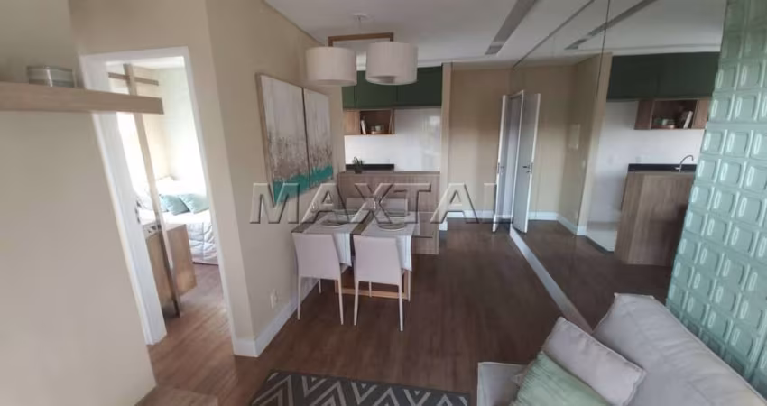 Apartamento com 43m², novo, mobiliado, 2 dormitórios, sala ampla, cozinha e 1 vaga de garagem