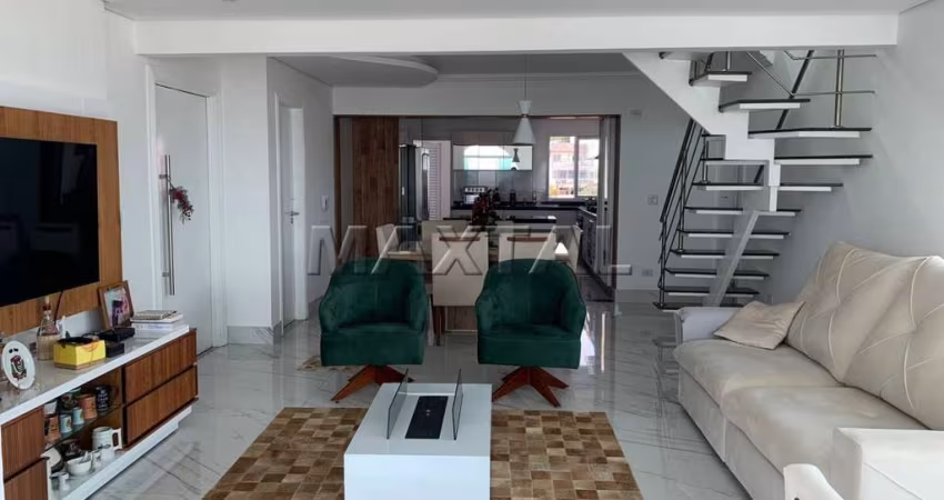 Cobertura a venda,230m², 4 dormitórios, 3 suítes, sala, cozinha e 5 vagas