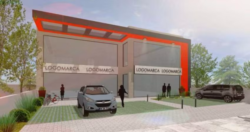 Fase de construção . Excelente  terreno com projeto aprovado , com 4 lojas de  75m² privativos (loja + pátio), fachada de vidro, pé direito alto, lavabo e pátio privativo aos fundos da loja, além de u