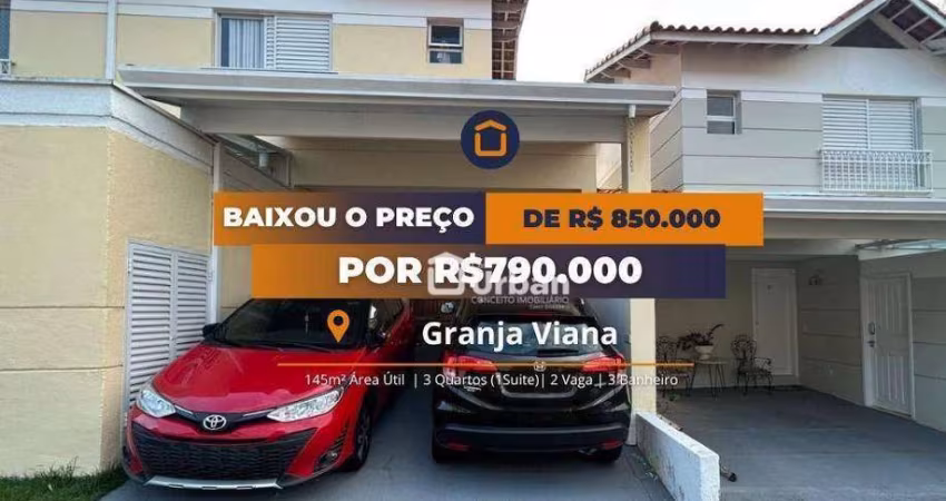 Casa de Condomínio para venda em Granja Viana de 145.00m² com 3 Quartos, 1 Suite e 2 Garagens