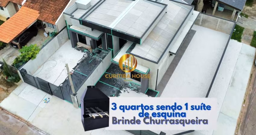 Casa de esquina com 3 quartos sendo 1 suite, amplo terreno de mais de 200 m² no Eucaliptos Fazenda Rio Grande