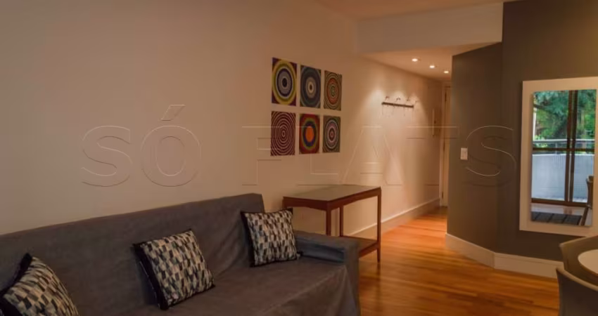 Flat Paulista Wall Street com 55m², 1 dorm e 1 vaga disponível locação no Jardins