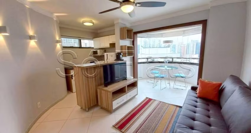 Flat no Paulista Wall Street disponível para locação com 48m², 1 dorm e 1 vaga nos Jardins.