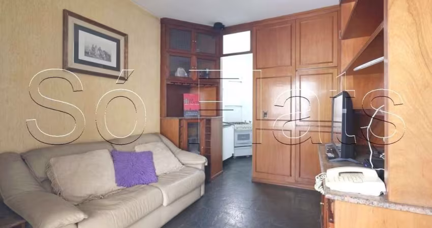Flat disponível para locação no Paraíso próximo do Parque Ibirapuera com 1 dormitório e 1 vaga.