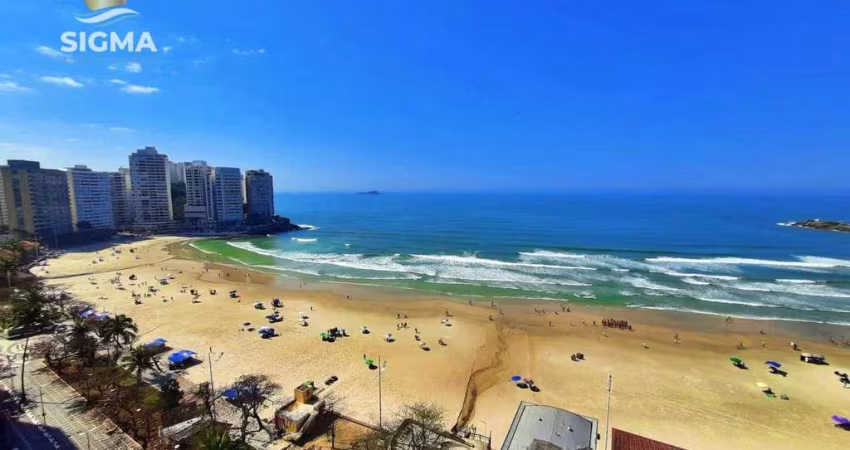 Apartamento na praia de frente para o mar com 3 dormitórios e 1 vaga - Praia das Pitangueiras, Guarujá.