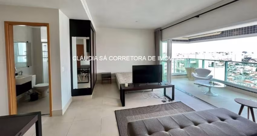 Studio mobiliado para locação no Composite Anália Franco, São Paulo-SP: 1 quarto, 1 banheiro, 2 vagas de garagem - 55,00 m².