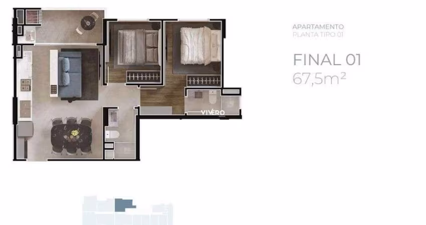 OPORTUNIDADE ÚNICA! Apartamento com 2 dormitórios na Praia Brava de Itajaí