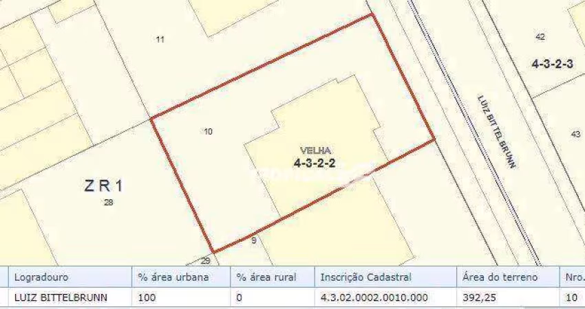 Terreno à venda, 392 m² por R$ 405.000,00 - Velha - Blumenau/SC