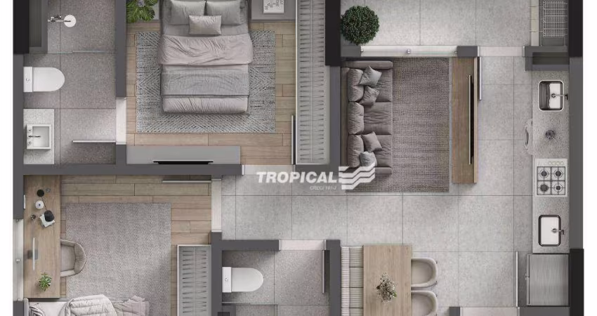 Apartamento com 2 dormitórios à venda, 55 m² por R$ 369.000,00 - Vorstadt - Blumenau/SC