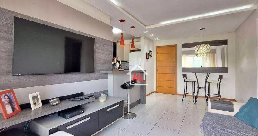 Apartamento mobiliado em andar alto com 2 dormitórios (analisa permuta) à venda, 72 m² por R$ 499.000 - Velha - Blumenau/SC