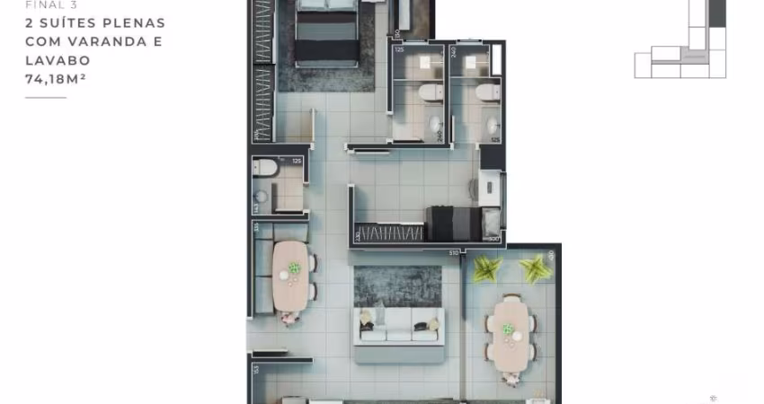 Ágio Bgreat Nova Suíça Apartamento com 2 Quarto(s) e 3 banheiro(s) à Venda, 74.18 por R$ 665.000 no setor Parque Amazonia TA28482
