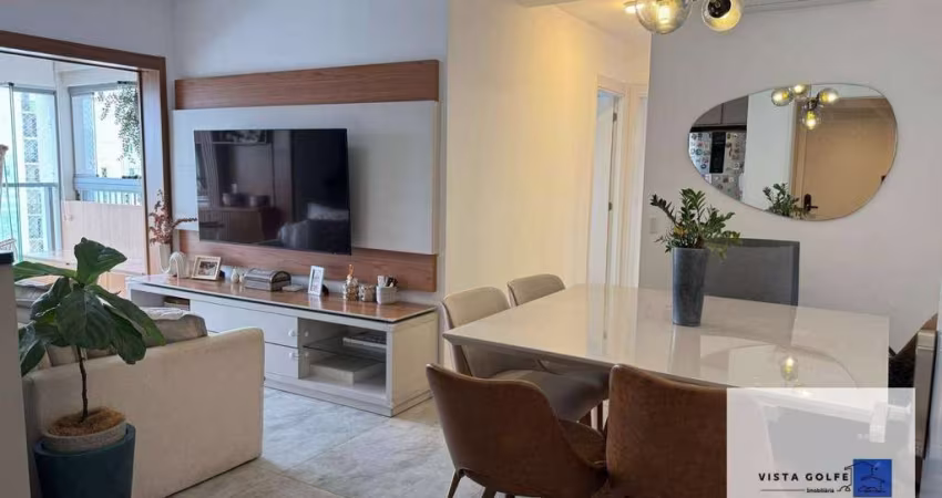 Apartamento com churrasqueira na varanda,,ar condicionado, decorado, 2 dormitórios, 1 vaga fixa