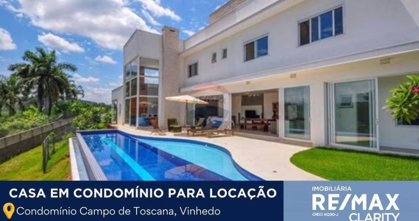 Aluga-se no Campo de Toscana, casa com 4 suítes, escritório, piscina e área gourmet.