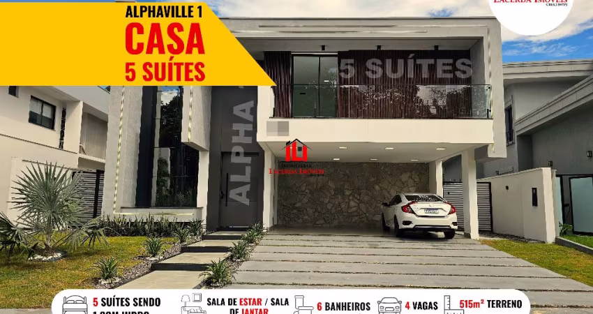 Alphaville Manaus 1, Duplex com 5 suítes sendo uma master com closet e hidro, Terreno com 515 m²