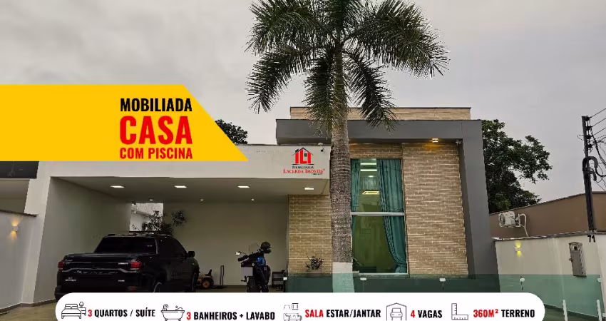 Bosque Tarumã, Casa térrea com 3 quartos sendo 2 semi e 1 suíte master, 360m², Piscina com cascata