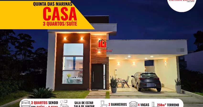 Quinta das Marinas, casa térrea com 3 quartos, 1 suíte + 2 quartos individuais, sala de estar