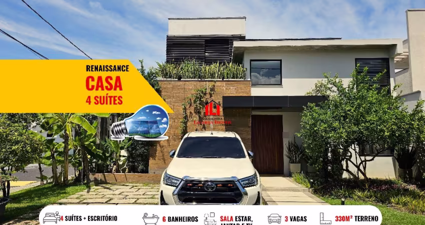 Residencial Renaissance, Duplex semimobiliada com 4 suítes + escritório, 330m²,  3 vagas de garagem