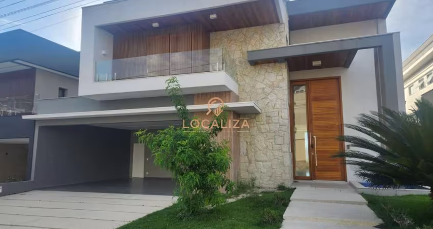 Casa de luxo em condomínio: 4 quartos, 4 suítes, 3 salas, 6 banheiros, 4 vagas, 450m² em SJCampos-SP.