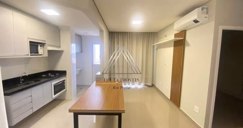 Apartamento para locação no Jardim Urano, São José do Rio Preto-SP: 1 quarto, 2 salas, 1 banheiro, 1 vaga, 48m²!