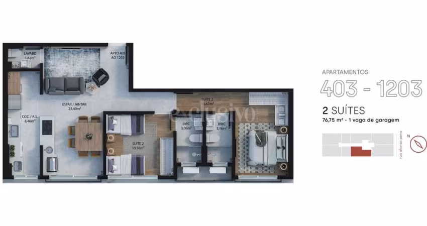 Apartamento com 2 quartos à venda na Rua Afonso Pena, 532, Estreito, Florianópolis